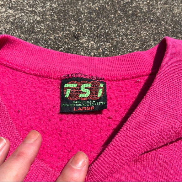 Vintage Pink West Virginia Treeline Crewneck Sweatshirt Size Large Used - Picture 4 of 5